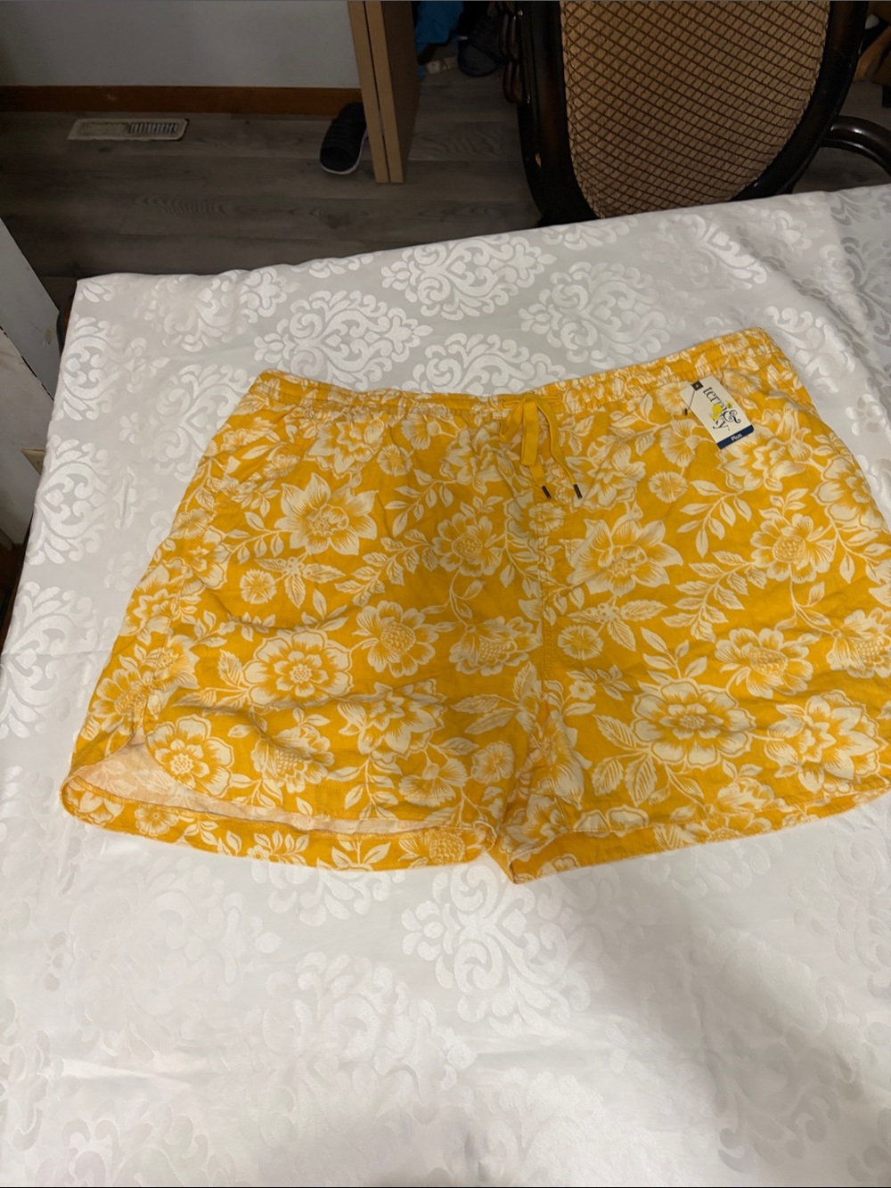 Yellow Floral Drawstring Bermuda Shorts - Lightweight Summer Style